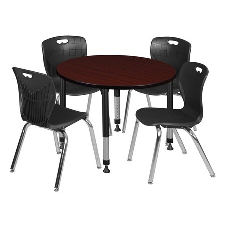 Regency Tables > Height Adjustable > Round Table & Chair Sets, 42 W, 42 L, 23-34 H, Mahogany TB42RNDMHAPBK40BK